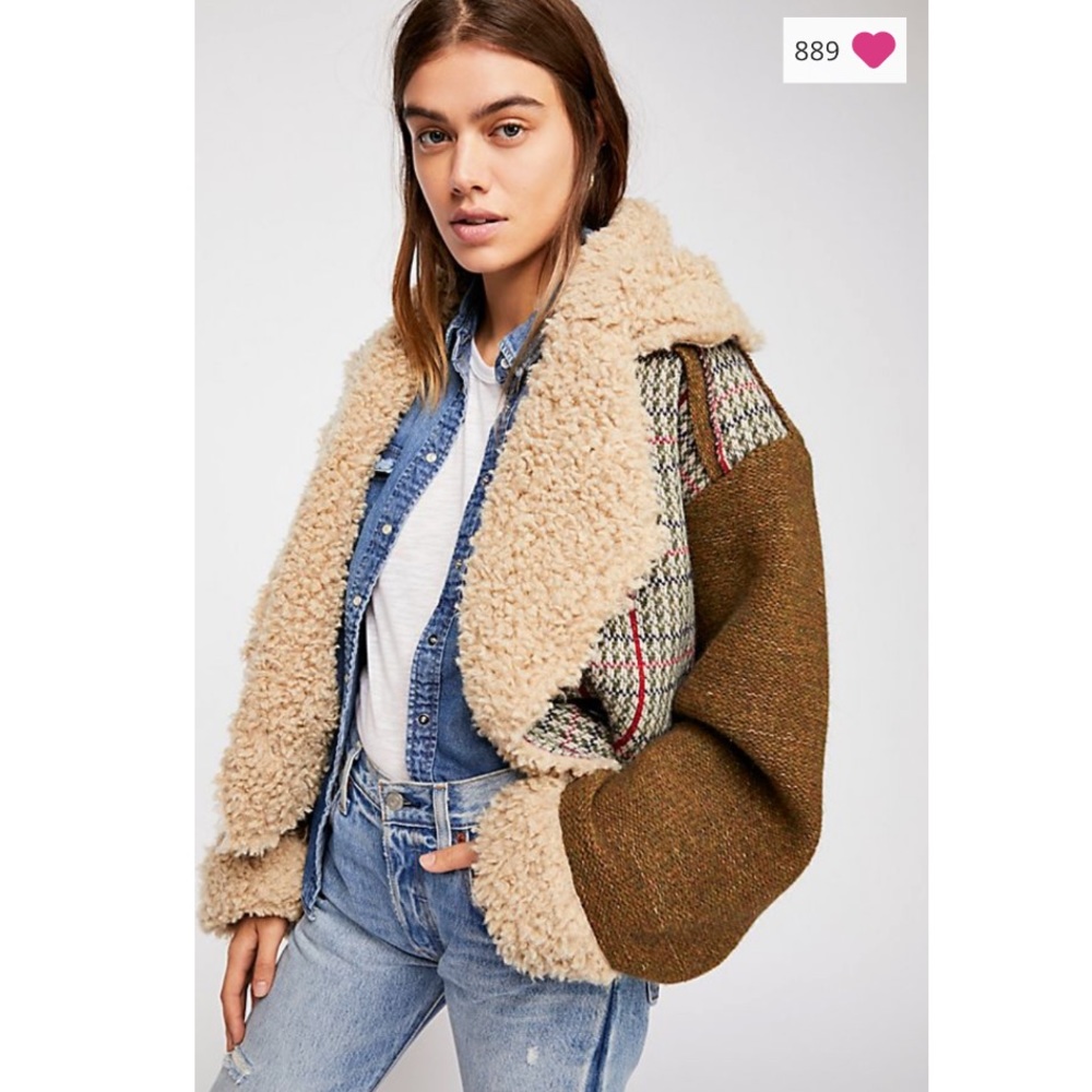 Free People Cozy Patchwork Sweater Jacket